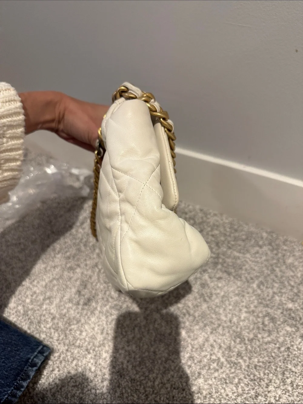 Chanel 19 Medium White Lambskin Flap Bag | Black Card Included